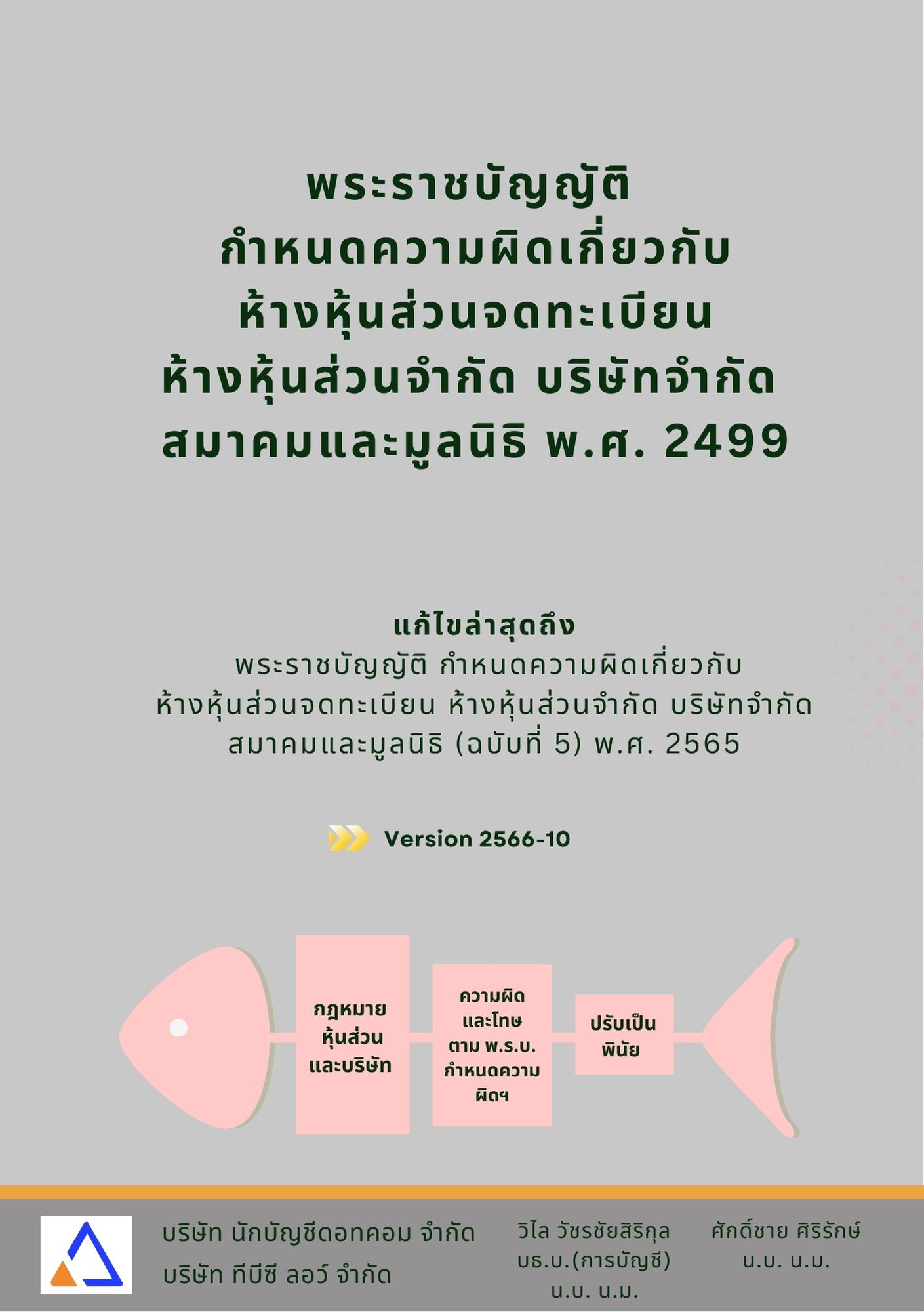 E-Bookพระราชบัญญัติกำหนดความผิดเกี่ยวกับห้างหุ้นส่วนจดทะเบียน ห้างหุ้นส่วนจำกัด บริษัทจำกัด สมาคมและมูลนิธิ พ.ศ. 2499 Update